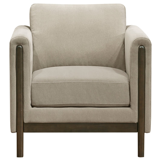 Islington Fabric Upholstered Panel Arm Accent Chair Taupe