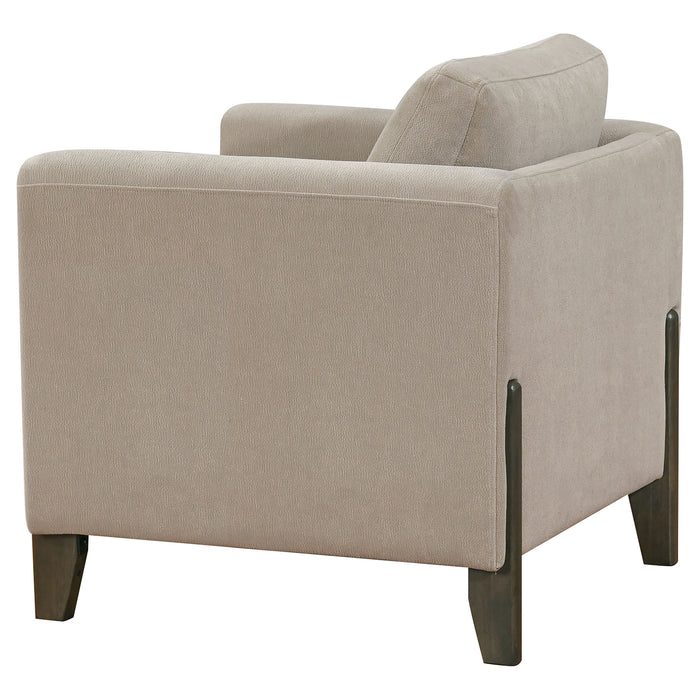 Islington Fabric Upholstered Panel Arm Accent Chair Taupe