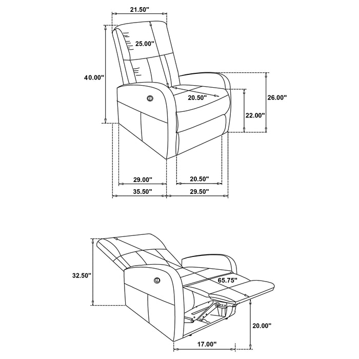 Grant Fabric Upholstered Power Recliner Chair Charcoal Grey