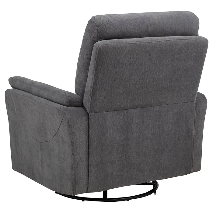 Adler Upholstered Power Swivel Glider Recliner Charcoal Grey