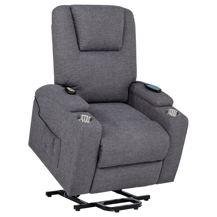 Louie Chenille Upholstered Power Lift Massage Chair Grey