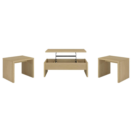 Canoga 3-piece Lift Top Cocktail Coffee Table Set Light Oak