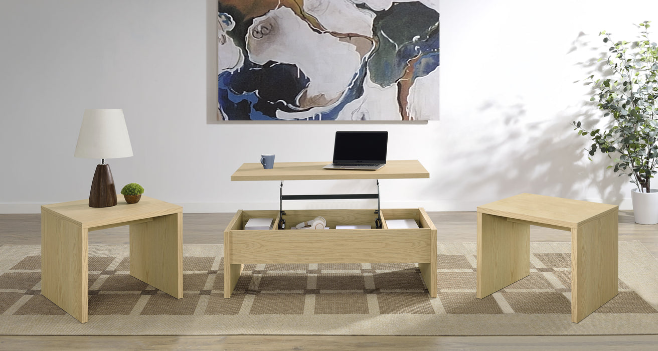 Canoga 3-piece Lift Top Cocktail Coffee Table Set Light Oak