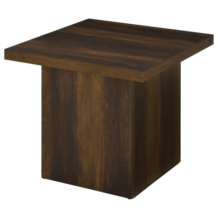 Devar Square Engineered Wood Side End Table Dark Pine