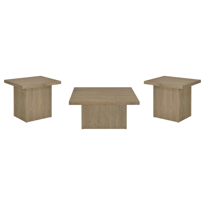 Devar 3-piece Square Cocktail Coffee End Table Set Latte