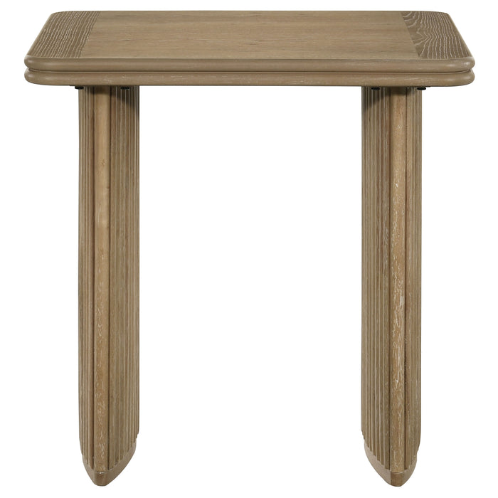 Adina Square Wood Side End Table Distressed Light Brown