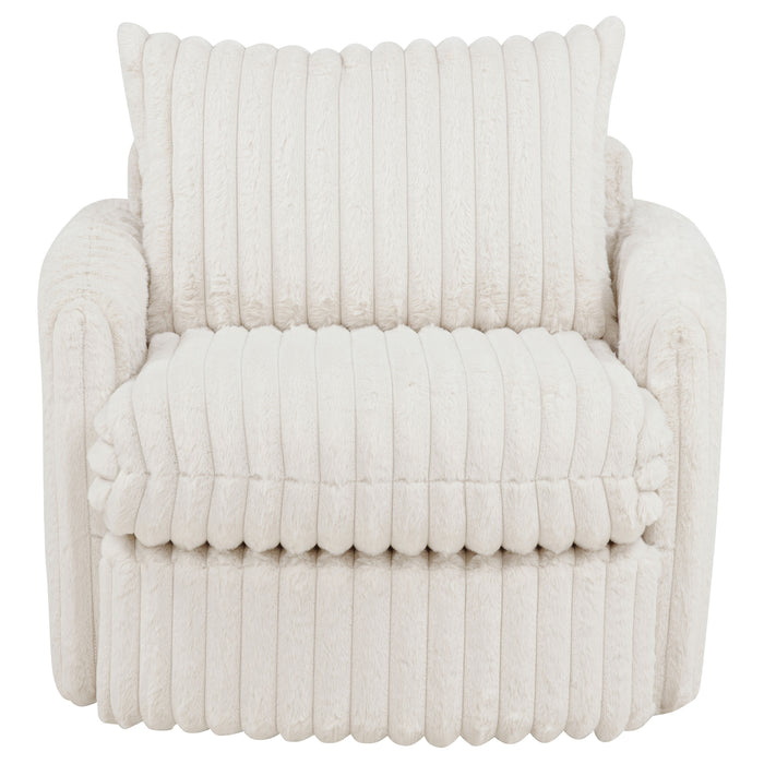 Sarco Corduroy Upholstered Swivel Accent Arm Chair Ivory