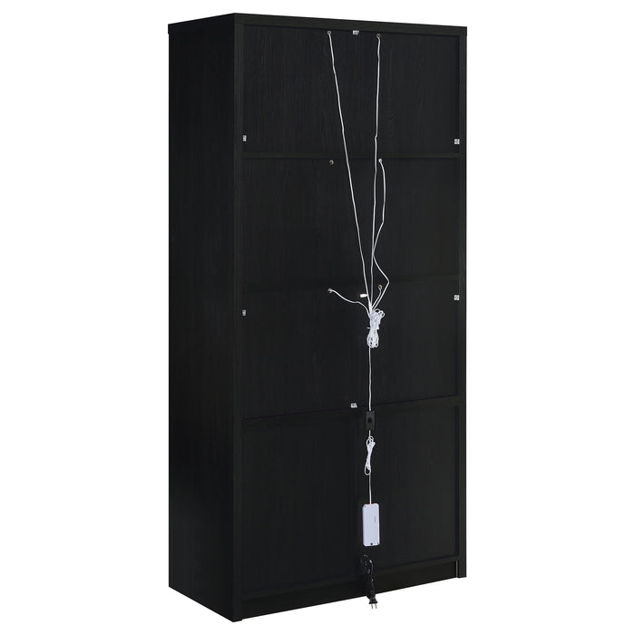 Riva 4-door Tall Accent Display Cabinet LED Lighting Black