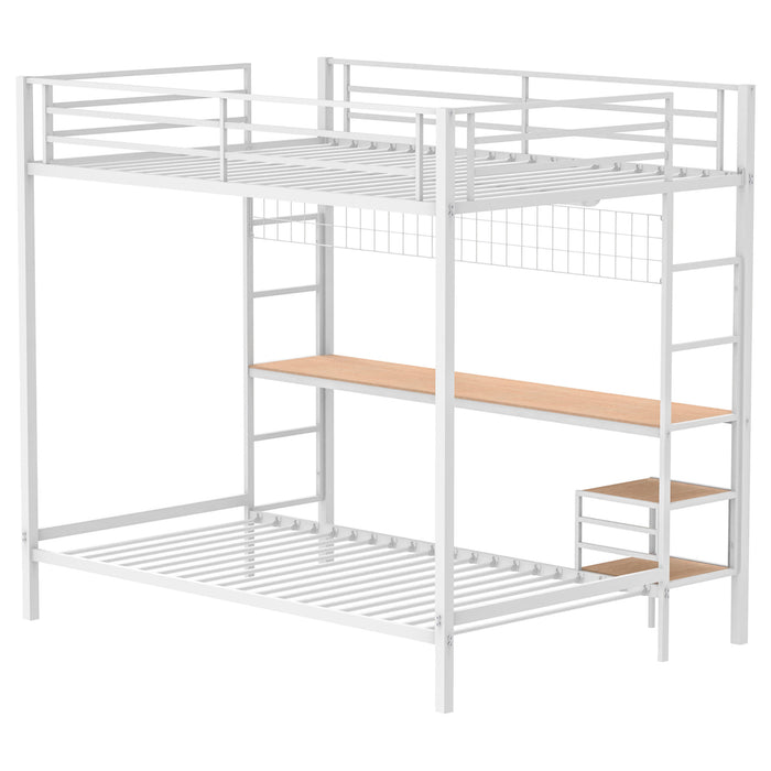 Campus Metal Full Over Twin Workstation Bunk Bed Matte White