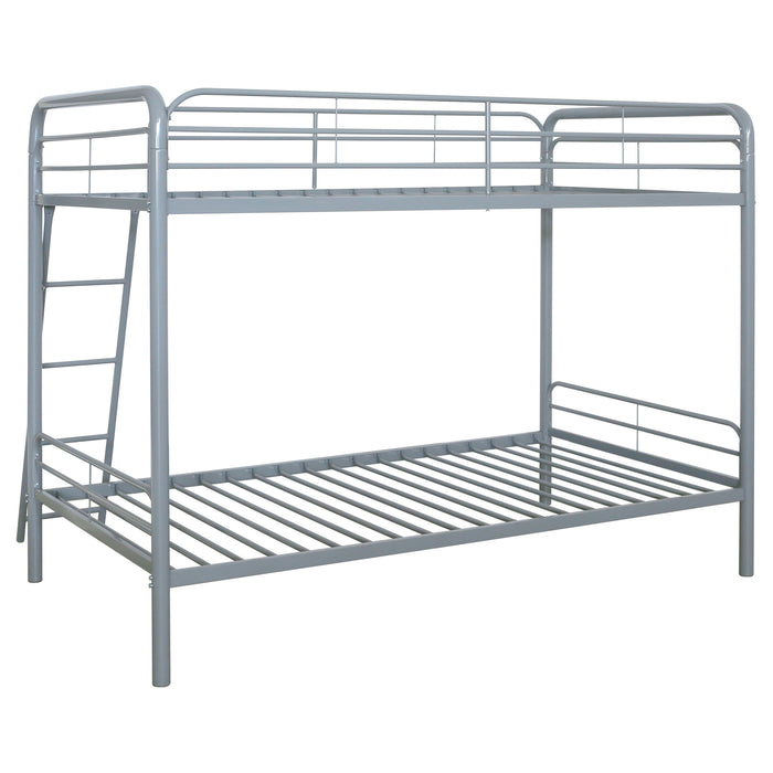 Carson Metal Twin Over Twin Bunk Bed Glossy Silver