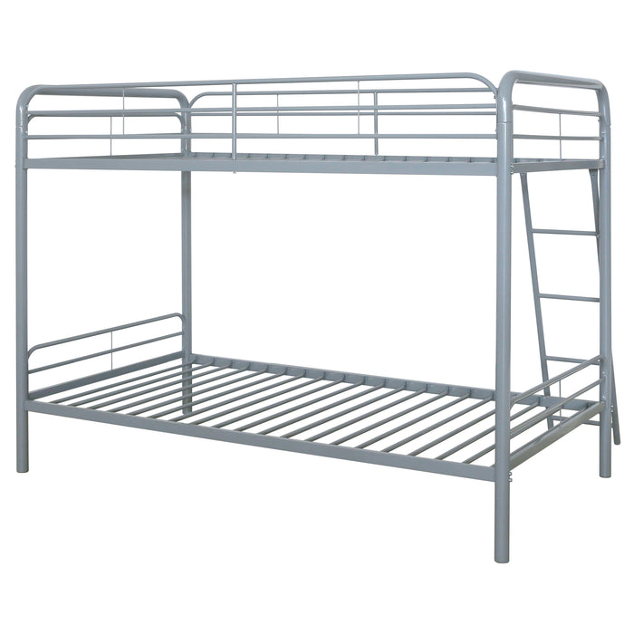 Carson Metal Twin Over Twin Bunk Bed Glossy Silver