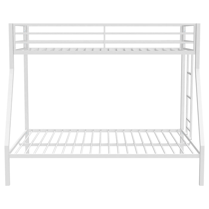 Alevera Metal Twin Over Full Bunk Bed with Ladder White