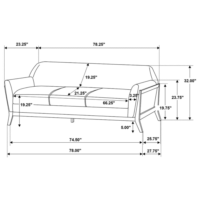 Vaughn 3-piece Fabric Upholstered Flared Arm Sofa Set Grey