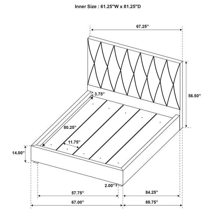Delsea Upholstered Queen Panel Platform Bed Light Brown