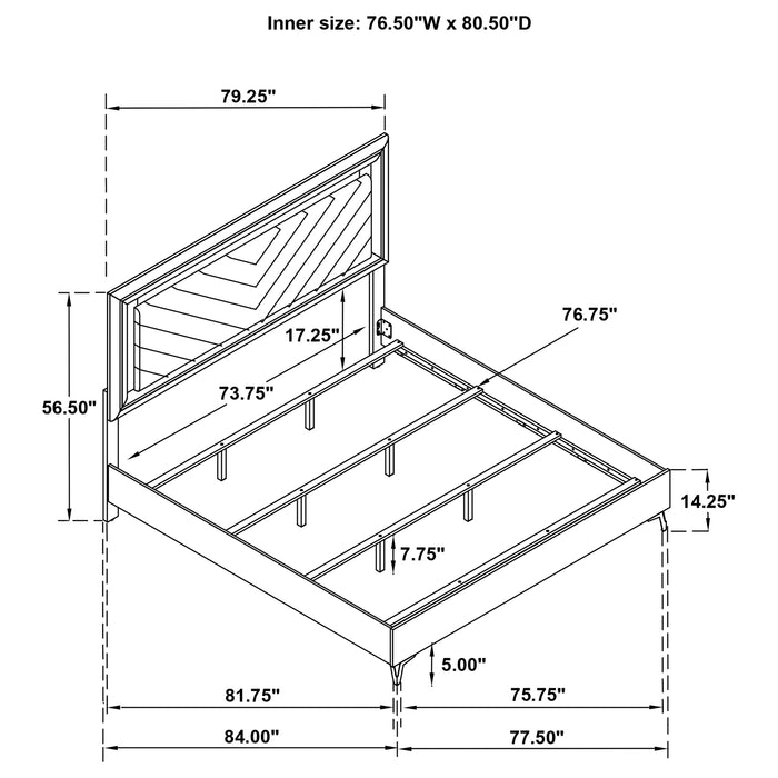 Cassia Eastern King LED Panel Bed White High Gloss