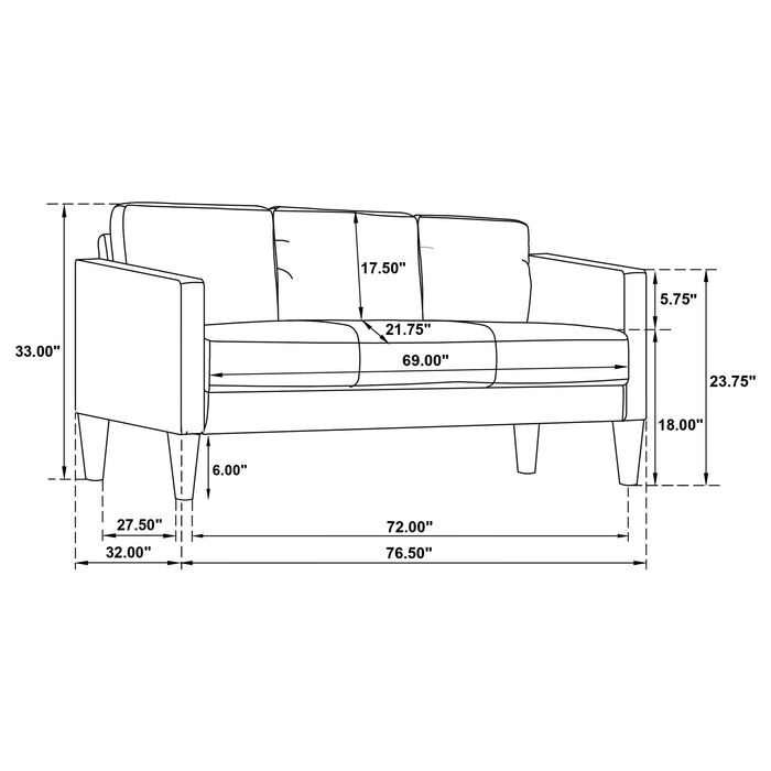Ruth 3-piece Fabric Upholstered Track Arm Sofa Matcha Green
