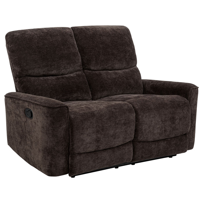 Navarro Chenille Upholstered Reclining Loveseat Dark Brown