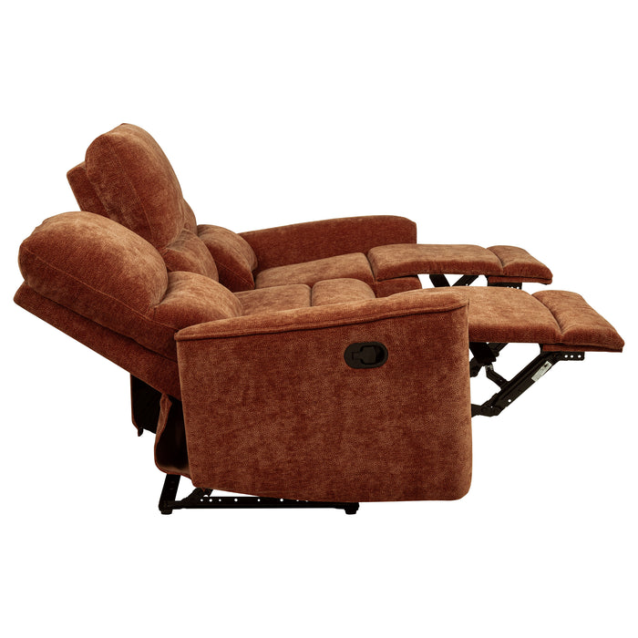 Navarro Chenille Upholstered Reclining Sofa Burnt Orange