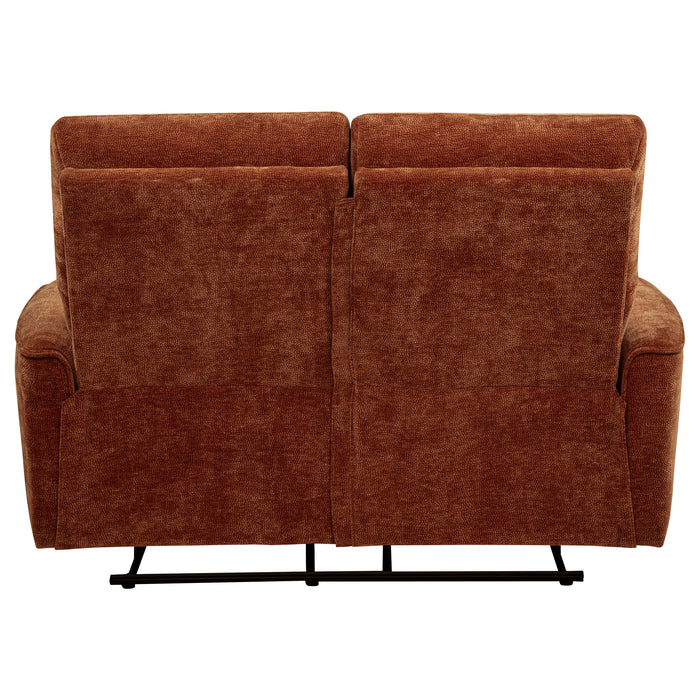Navarro Chenille Upholstered Reclining Loveseat Burnt Orange