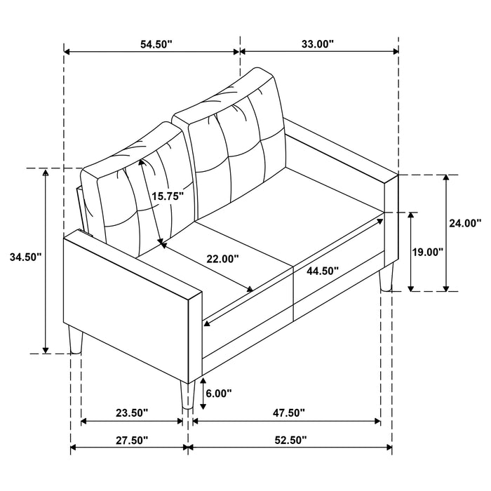 Bowen II 2-piece Upholstered Track Arm Sofa Set Steel Grey