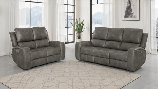 Brickston 2-piece Triple Power Reclining Sofa Set Charcoal