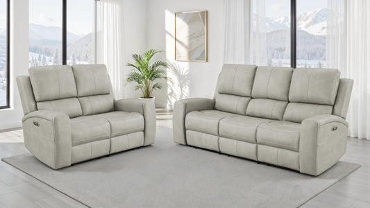 Brickston 2-piece Triple Power Reclining Sofa Set Grey