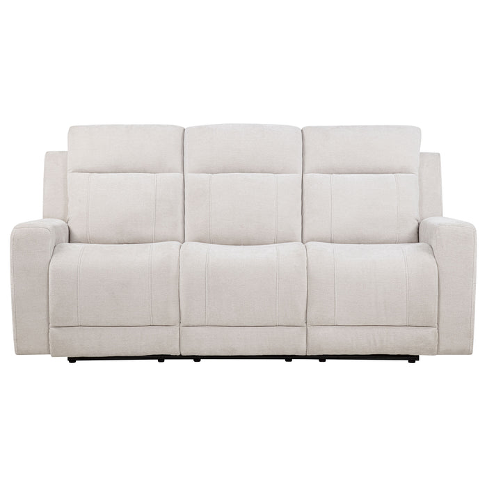 Kennett Chenille Upholstered Power Reclining Sofa Ivory