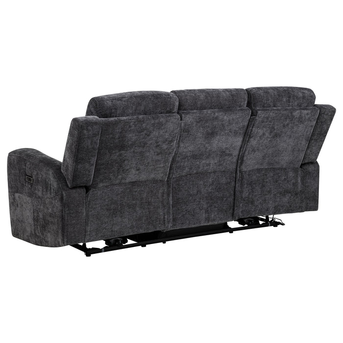 Kennett Chenille Upholstered Power Reclining Sofa Dark Grey