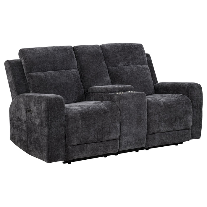 Kennett Chenille Upholstered Power Reclining Loveseat Grey
