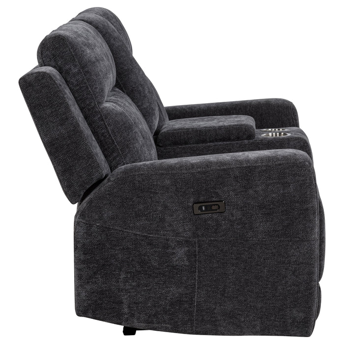 Kennett Chenille Upholstered Power Reclining Loveseat Grey