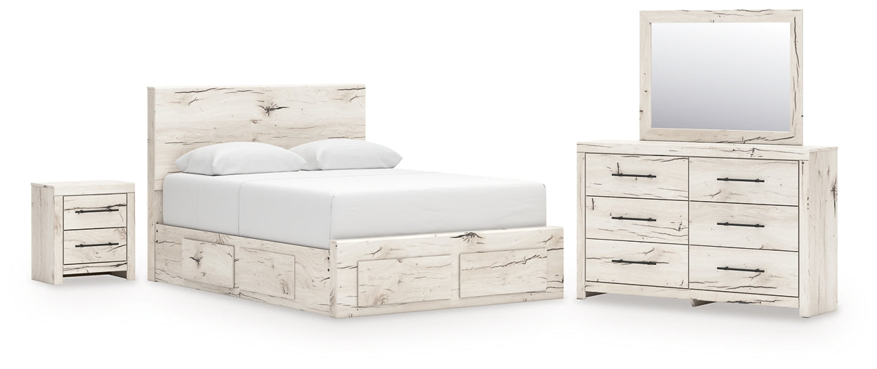 Lawroy Queen Panel Storage Bed with Mirrored Dresser and Nightstand