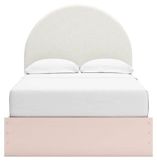 Wistenpine Full Upholstered Panel Bed with Mirrored Dresser, Chest and Nightstand