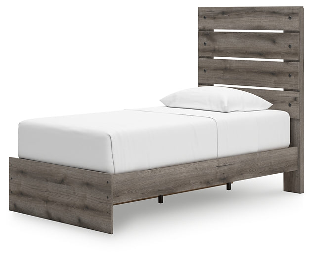 Graystorm Twin Panel Storage Bed with Mirrored Dresser and Nightstand