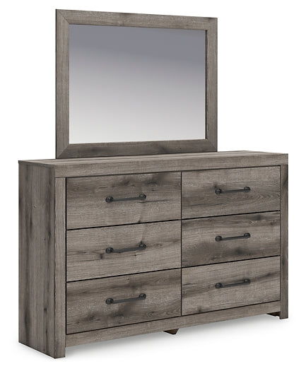 Graystorm Twin Panel Bed with Storage with Mirrored Dresser