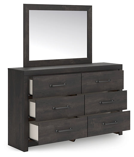 Hollivern Twin Panel Bed with Storage with Mirrored Dresser, Chest and Nightstand