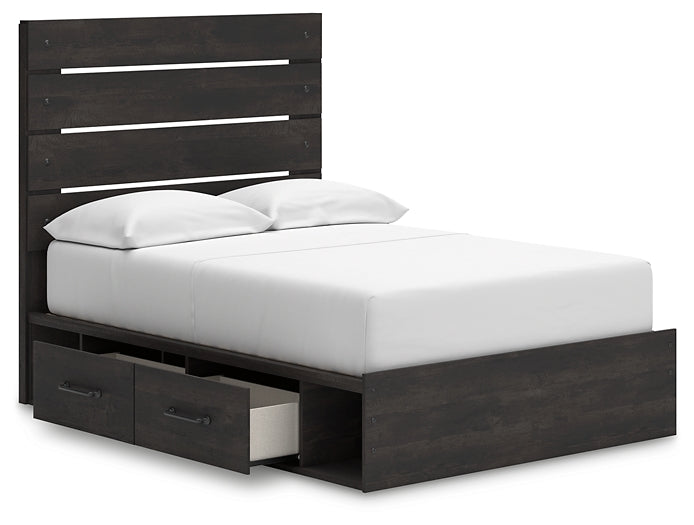 Hollivern Full Panel Bed with Storage with Mirrored Dresser