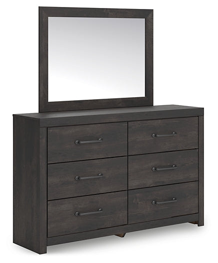 Hollivern Queen Panel Bed with Mirrored Dresser