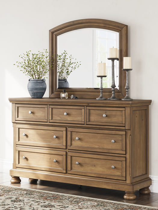 Feddinger California King Panel Bed with Mirrored Dresser