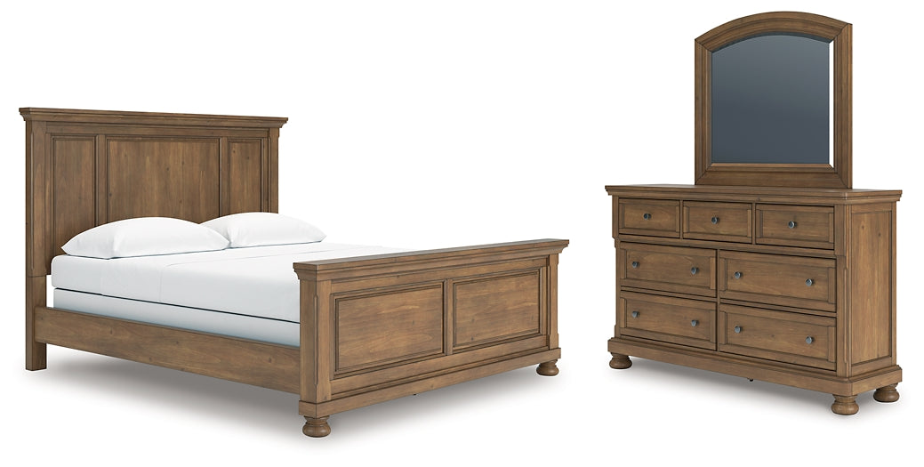 Feddinger California King Panel Bed with Mirrored Dresser