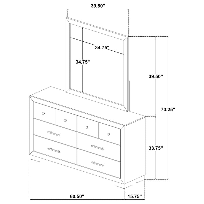 Arielle 6-drawer Bedroom Dresser with Mirror Light Oak