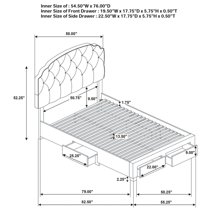 Marianna 4-drawer Upholstered Full Storage Bed Cream
