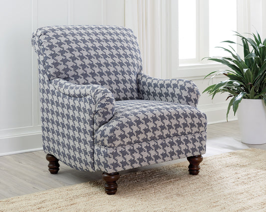 Glenn Upholstered English Arm Accent Chair Blue