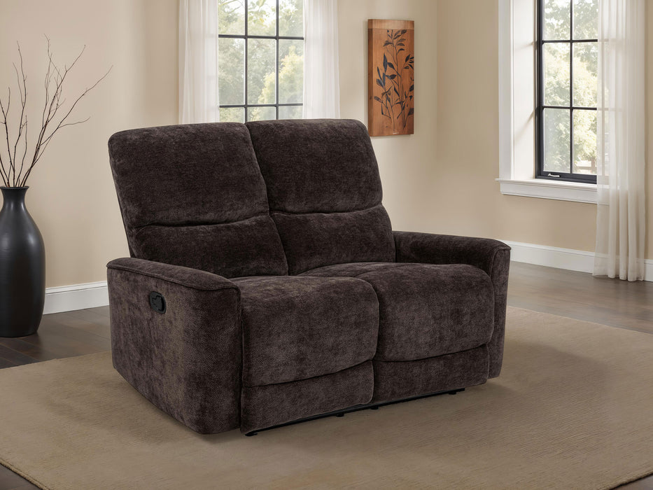 Navarro Chenille Upholstered Reclining Loveseat Dark Brown