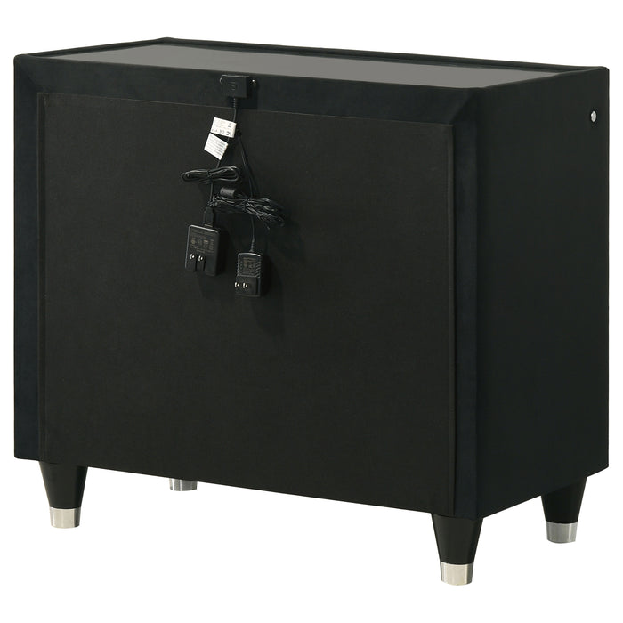 Lorient 2-drawer LED Nightstand with USB Black
