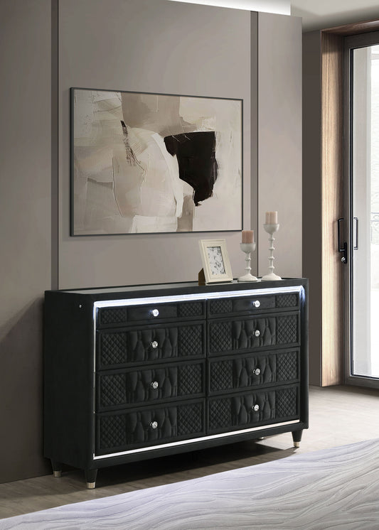 Lorient 8-drawer LED Bedroom Dresser Cabinet Black