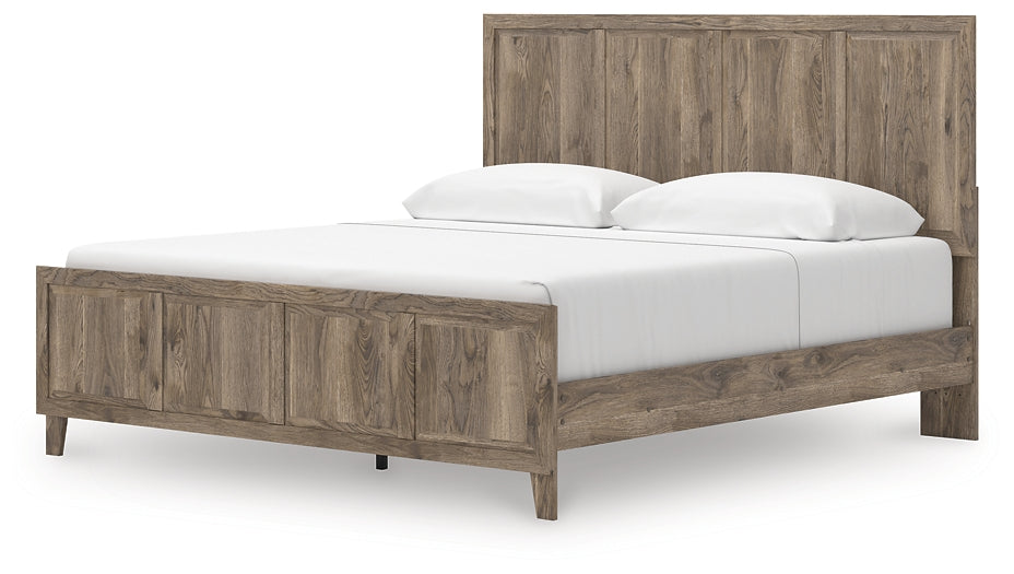 Rusticott King Panel Bed with Mirrored Dresser