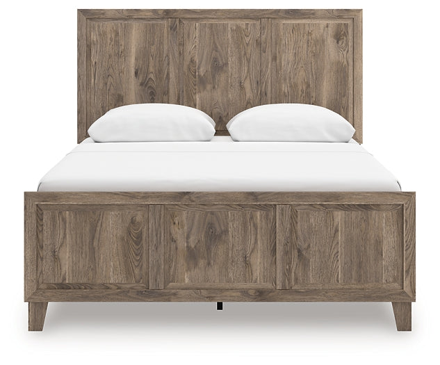 Rusticott Queen Panel Bed with Mirrored Dresser