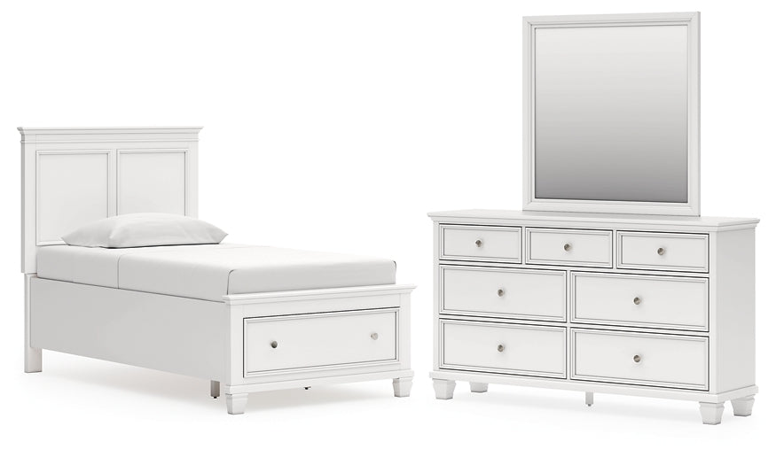 Fortman Twin Panel Storage Bed, Dresser and Mirror